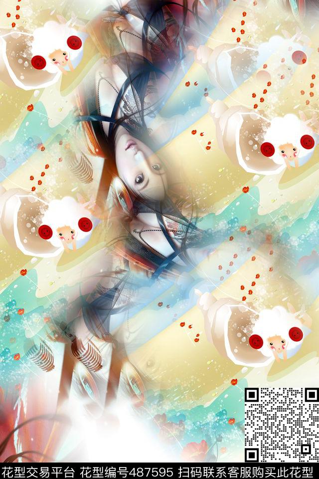 大牌混搭休闲数码印花华亿平台下载（图片编号: 487595） - 瓦栏（Walan）