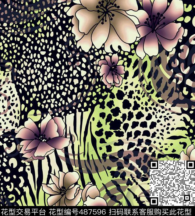 几何斑点纹线条花数码印花华亿平台下载（图片编号: 487596） - 瓦栏（Walan）