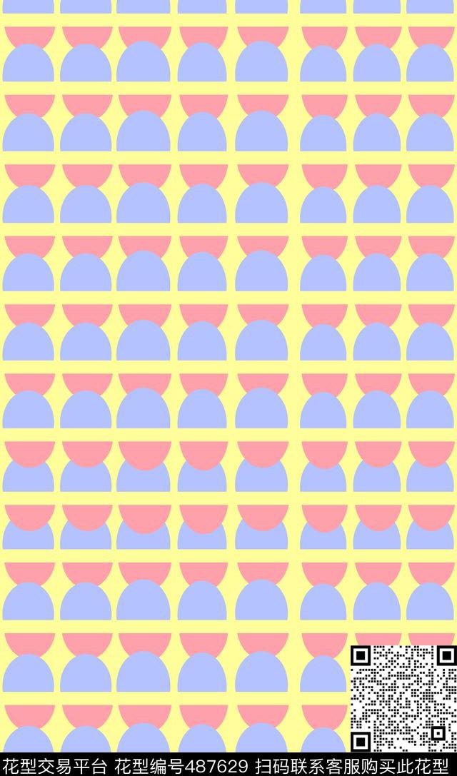 半圆波点条形传统印花华亿平台下载（图片编号: 487629） - 瓦栏（Walan）