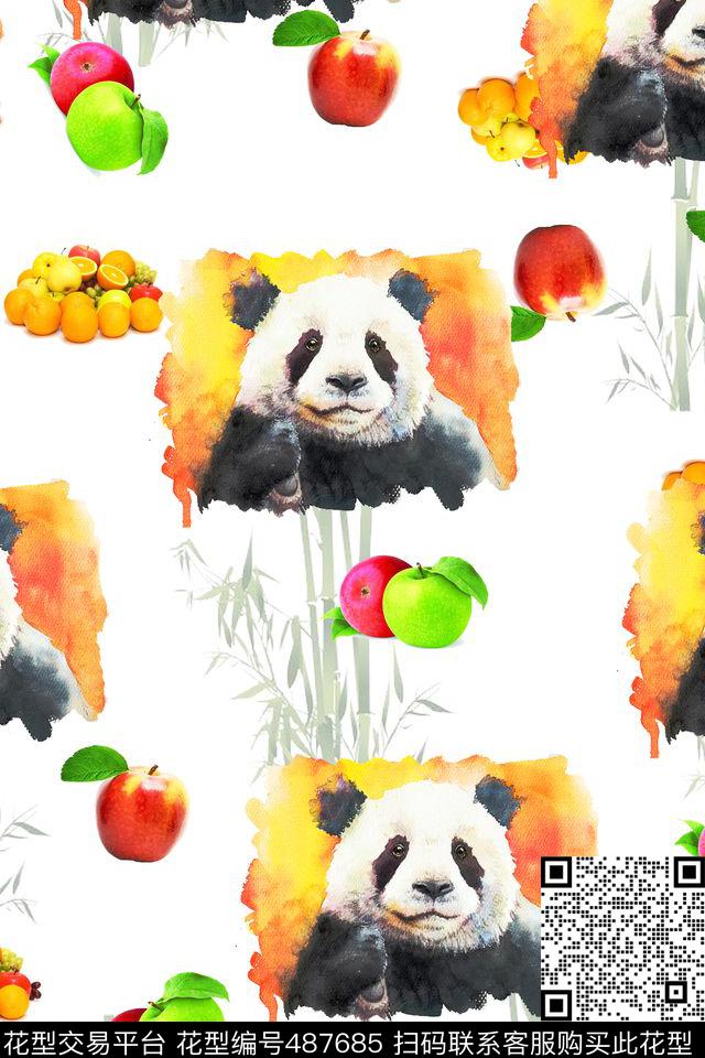 创意服装面料创意设计图案猫熊数码印花华亿平台下载（图片编号: 487685） - 瓦栏（Walan）