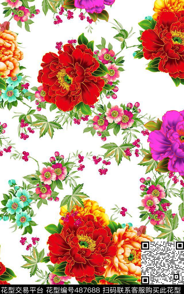 窗帘布花卉家纺数码印花华亿平台下载（图片编号: 487688） - 瓦栏（Walan）