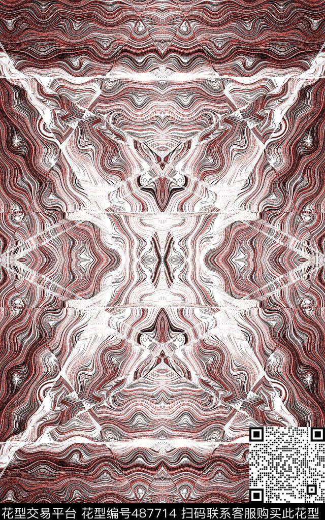 复古几何线描数码印花华亿平台下载（图片编号: 487714） - 瓦栏（Walan）