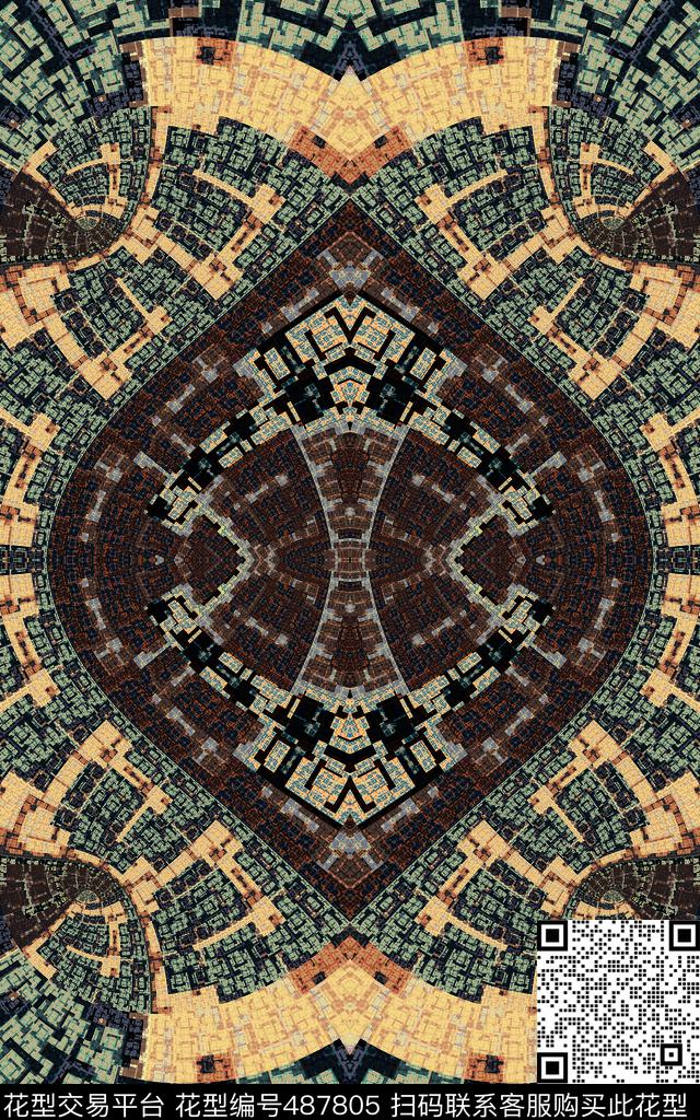 传统纹路复古家纺数码印花华亿平台下载（图片编号: 487805） - 瓦栏（Walan）