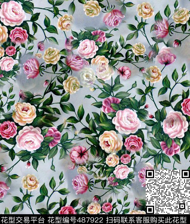 抽象花朵花卉田园生活数码印花华亿平台下载（图片编号: 487922） - 瓦栏（Walan）