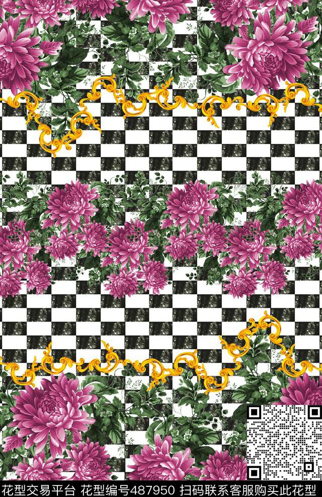 中西结合欧式牡丹数码印花华亿平台下载（图片编号: 487950） - 瓦栏（Walan）