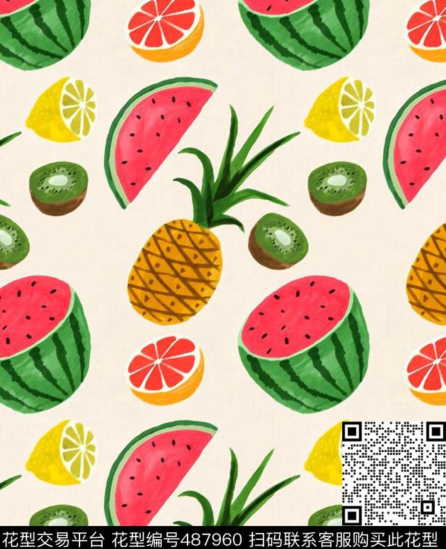 热带水果水果数码印花华亿平台下载（图片编号: 487960） - 瓦栏（Walan）