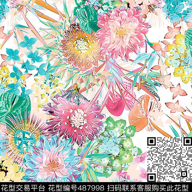 原创浪漫花卉数码印花华亿平台下载（图片编号: 487998） - 瓦栏（Walan）