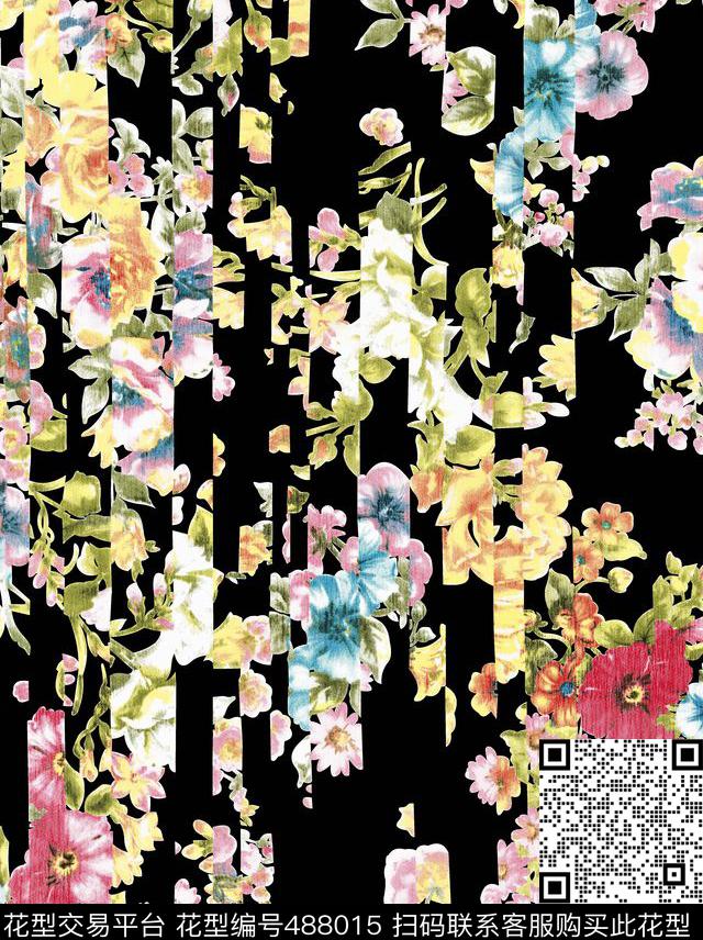 原创优雅花卉数码印花华亿平台下载（图片编号: 488015） - 瓦栏（Walan）