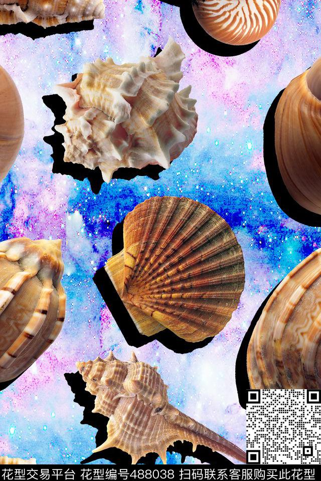 贝壳海螺海洋数码印花华亿平台下载（图片编号: 488038） - 瓦栏（Walan）