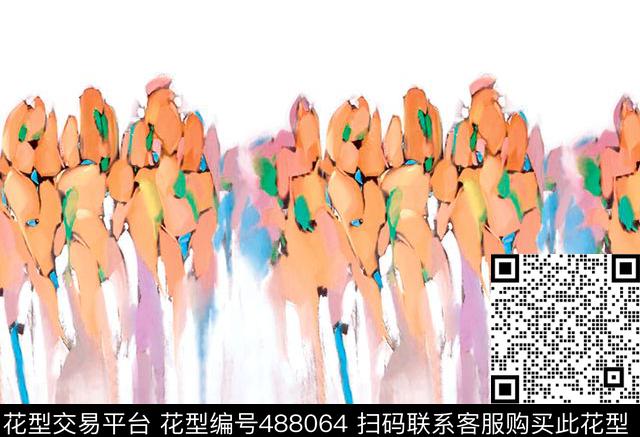 抽象绘画女装数码印花华亿平台下载（图片编号: 488064） - 瓦栏（Walan）