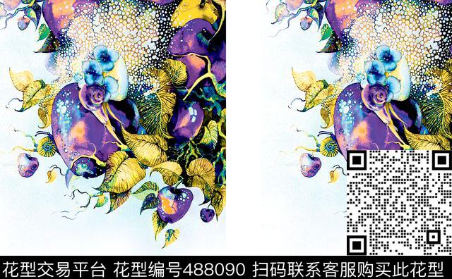 原创时尚植物数码印花华亿平台下载（图片编号: 488090） - 瓦栏（Walan）