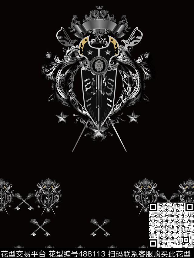 欧式钥匙花藤数码印花华亿平台下载（图片编号: 488113） - 瓦栏（Walan）