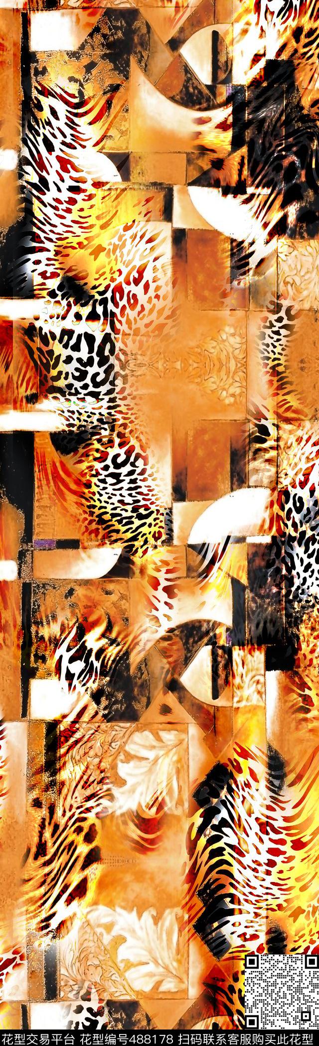 格子豹纹潮流数码印花华亿平台下载（图片编号: 488178） - 瓦栏（Walan）