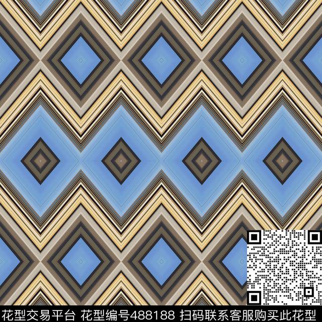 抽象方形格子数码印花华亿平台下载（图片编号: 488188） - 瓦栏（Walan）