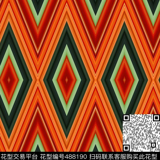 抽象格子红色数码印花华亿平台下载（图片编号: 488190） - 瓦栏（Walan）