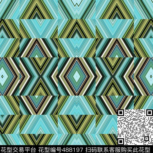 抽象格子蓝色数码印花华亿平台下载（图片编号: 488197） - 瓦栏（Walan）