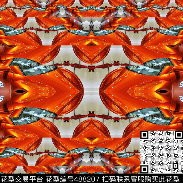 X形车灯抽象数码印花华亿平台下载（图片编号: 488207） - 瓦栏（Walan）