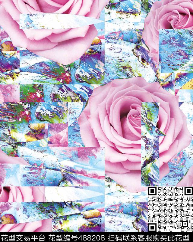 花卉女装油画风景解构数码印花华亿平台下载（图片编号: 488208） - 瓦栏（Walan）