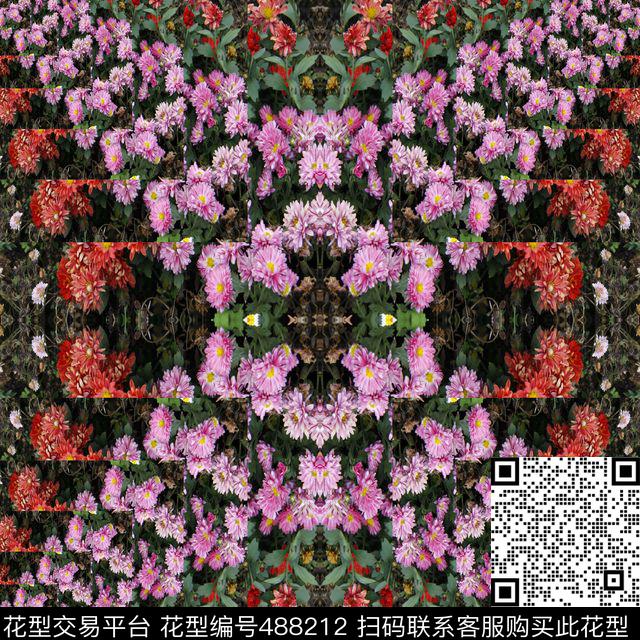 抽象格子花数码印花华亿平台下载（图片编号: 488212） - 瓦栏（Walan）