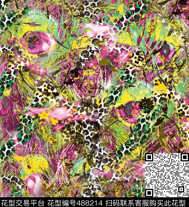 风景女装豹点纹数码印花华亿平台下载（图片编号: 488214） - 瓦栏（Walan）