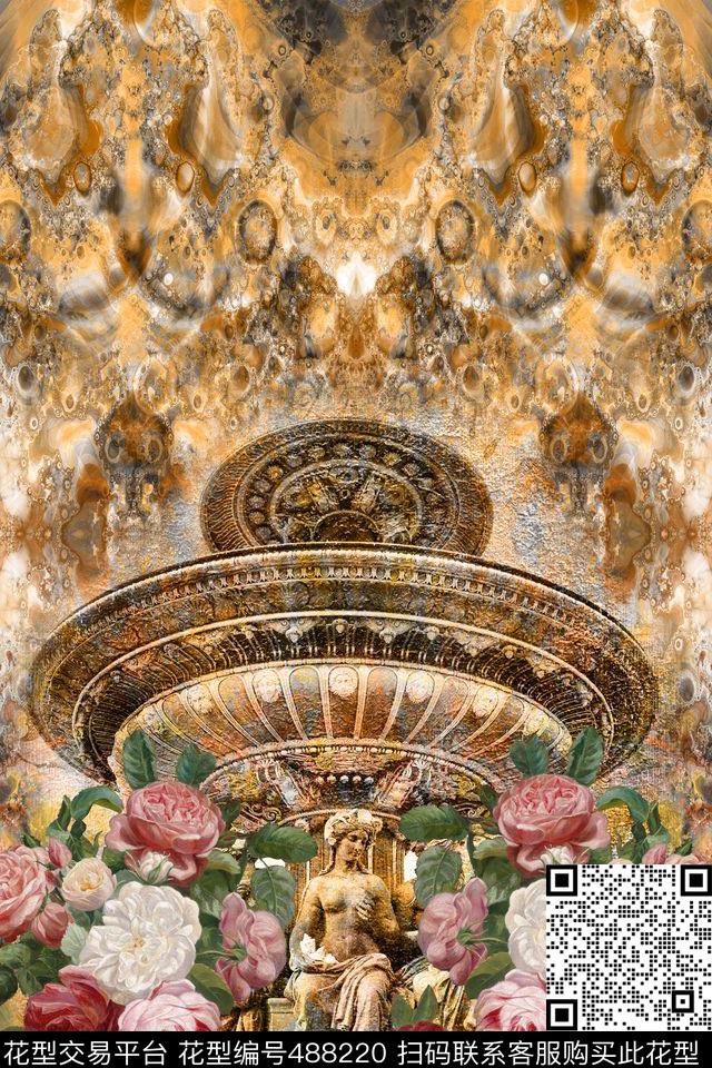 花卉女装梦幻宫廷底纹数码印花华亿平台下载（图片编号: 488220） - 瓦栏（Walan）