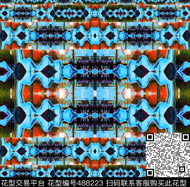 抽象繁复大小渐变数码印花华亿平台下载（图片编号: 488223） - 瓦栏（Walan）