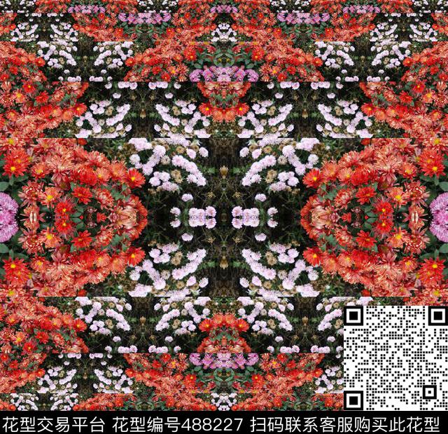 抽象繁复花纹数码印花华亿平台下载（图片编号: 488227） - 瓦栏（Walan）