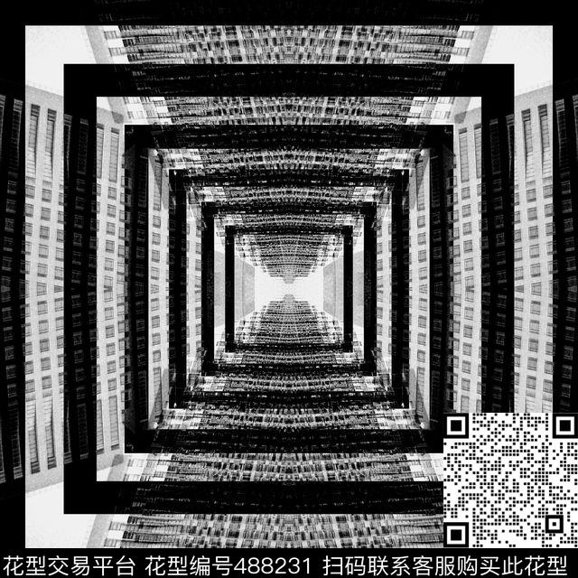 方形格子黑白数码印花华亿平台下载（图片编号: 488231） - 瓦栏（Walan）