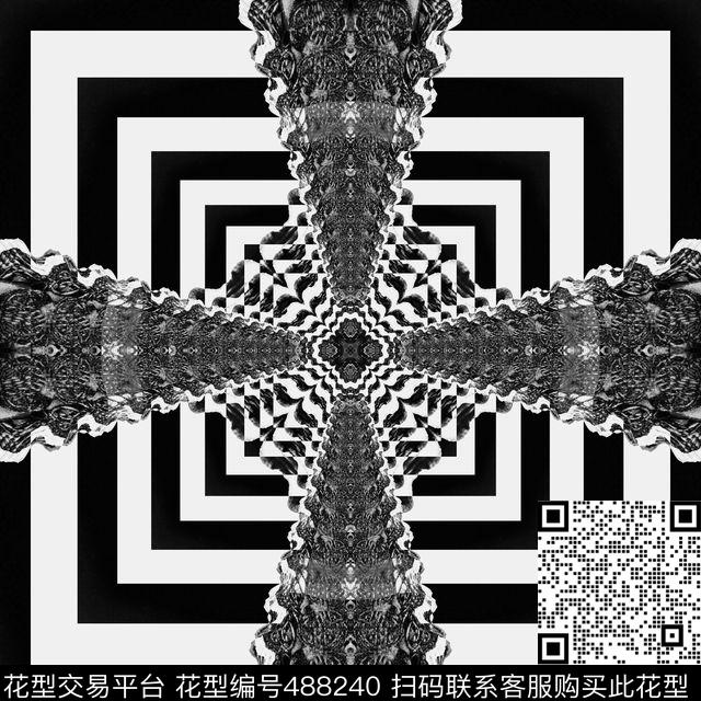 方形格子黑白数码印花华亿平台下载（图片编号: 488240） - 瓦栏（Walan）