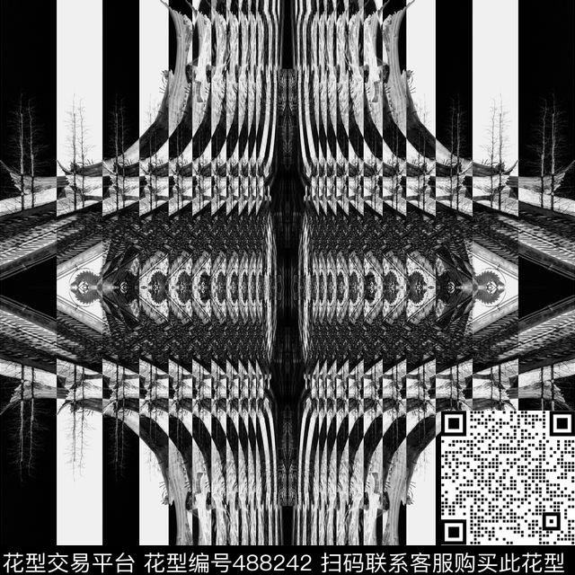 格子黑白渐变数码印花华亿平台下载（图片编号: 488242） - 瓦栏（Walan）