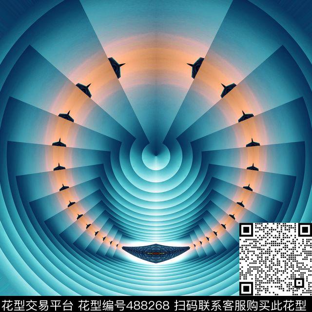 抽象圆圈对称数码印花华亿平台下载（图片编号: 488268） - 瓦栏（Walan）