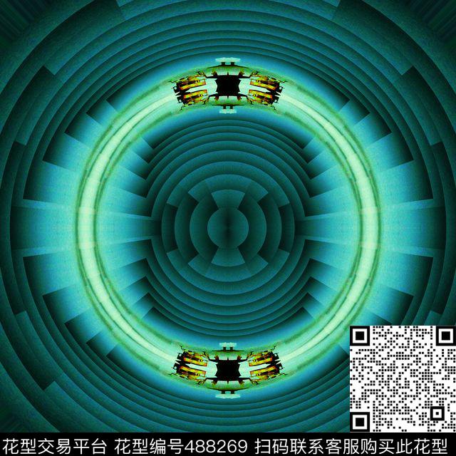 抽象圆圈对称数码印花华亿平台下载（图片编号: 488269） - 瓦栏（Walan）