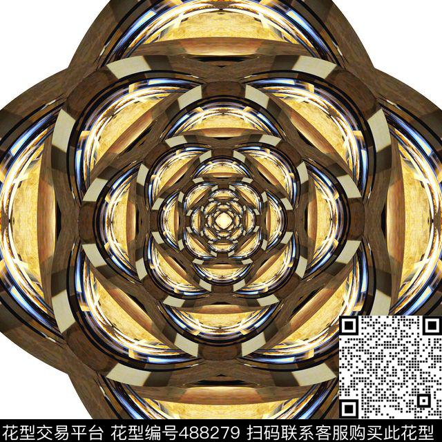 抽象花朵对称数码印花华亿平台下载（图片编号: 488279） - 瓦栏（Walan）