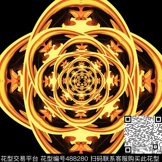 抽象大小渐变对称数码印花华亿平台下载（图片编号: 488280） - 瓦栏（Walan）