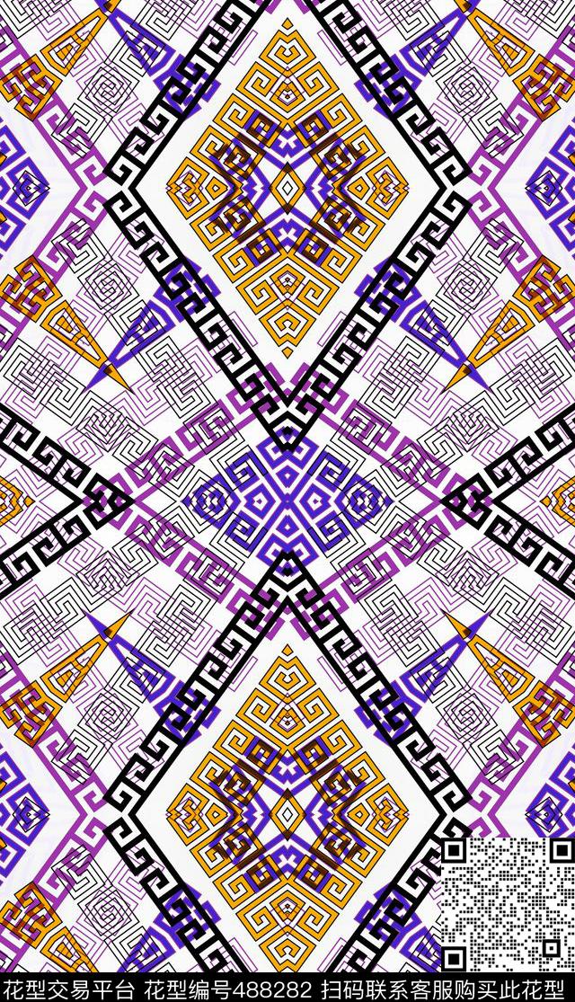 几何花边沙发布传统印花华亿平台下载（图片编号: 488282） - 瓦栏（Walan）