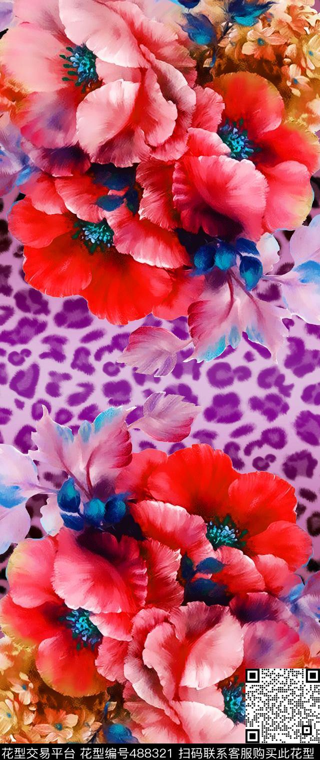 时尚新潮流行水彩花卉动物纹丝巾丝绸围巾数码印花华亿平台下载（图片编号: 488321） - 瓦栏（Walan）
