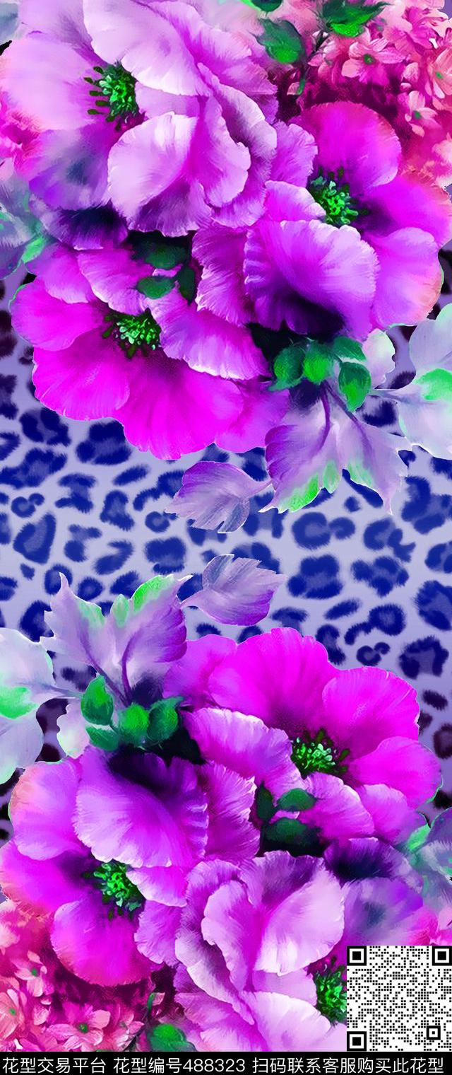 丝巾丝绸围巾水彩花卉动物纹时尚新潮流行数码印花华亿平台下载（图片编号: 488323） - 瓦栏（Walan）