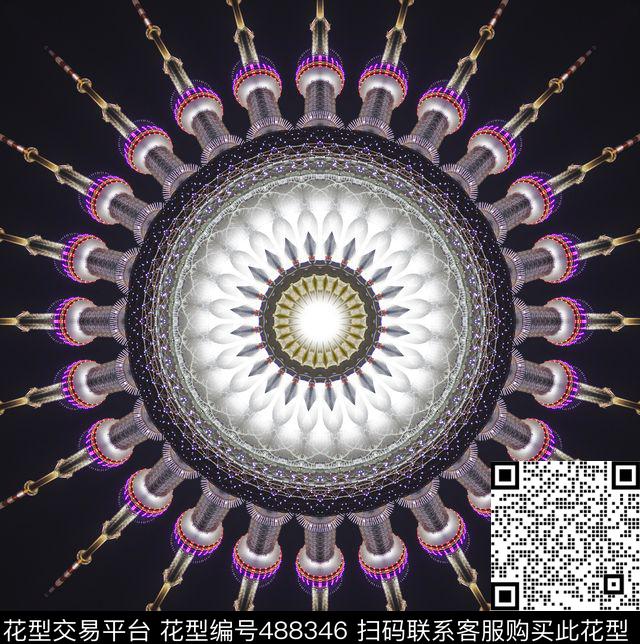光圆形东方明珠数码印花华亿平台下载（图片编号: 488346） - 瓦栏（Walan）