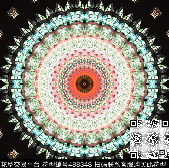 光圆形对称数码印花华亿平台下载（图片编号: 488348） - 瓦栏（Walan）