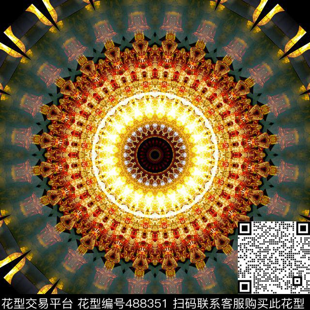 光圆形对称数码印花华亿平台下载（图片编号: 488351） - 瓦栏（Walan）