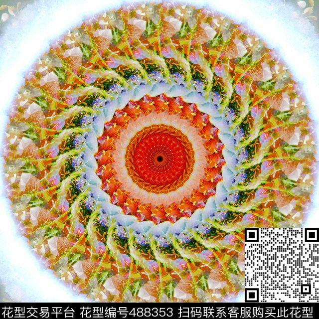 光圆形对称数码印花华亿平台下载（图片编号: 488353） - 瓦栏（Walan）