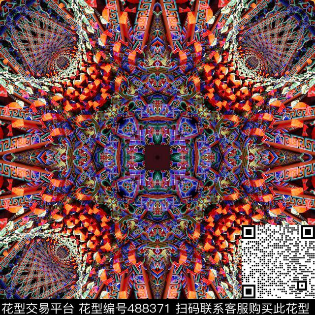 对称繁复渐变数码印花华亿平台下载（图片编号: 488371） - 瓦栏（Walan）