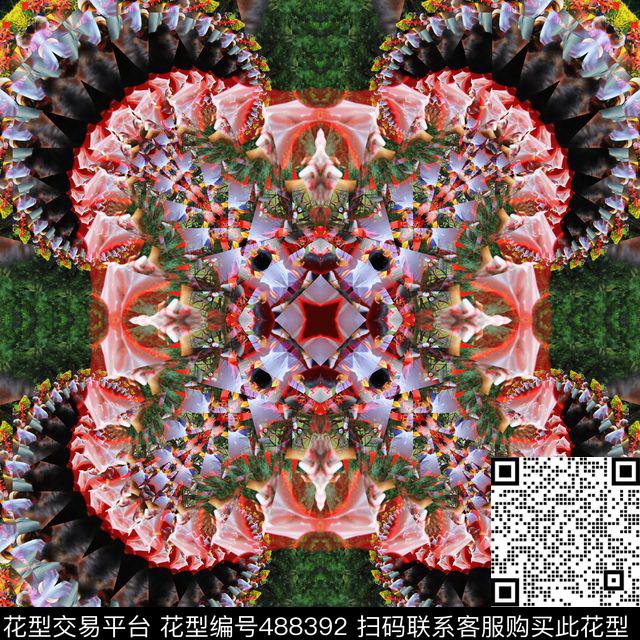 抽象对称花数码印花华亿平台下载（图片编号: 488392） - 瓦栏（Walan）