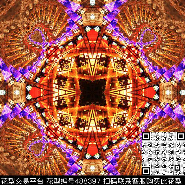 繁复渐变对称数码印花华亿平台下载（图片编号: 488397） - 瓦栏（Walan）