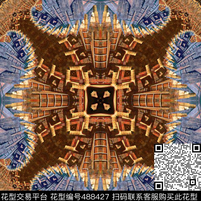 对称繁复渐变数码印花华亿平台下载（图片编号: 488427） - 瓦栏（Walan）