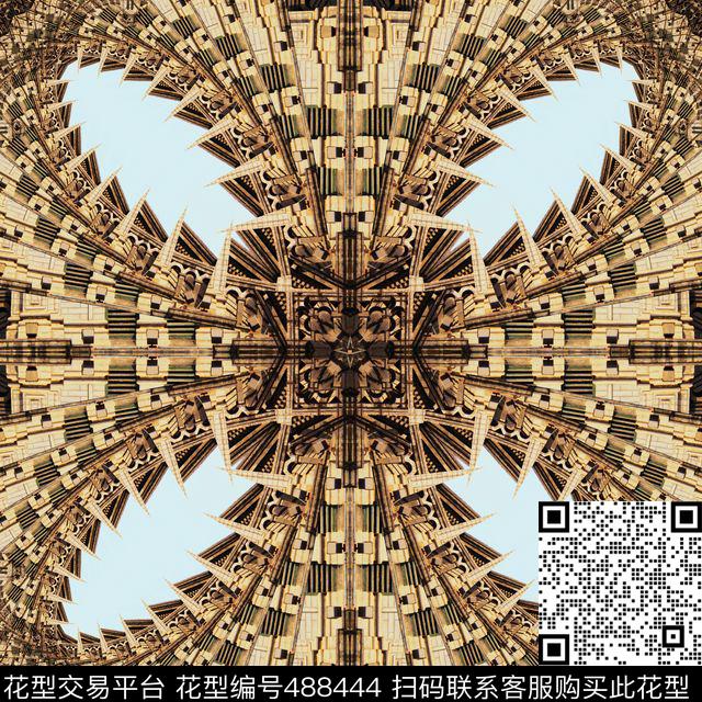 对称繁复渐变数码印花华亿平台下载（图片编号: 488444） - 瓦栏（Walan）