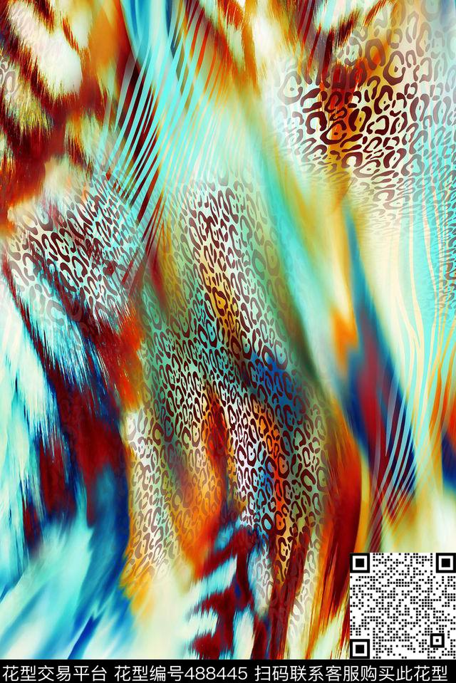 抽象几何田园数码印花华亿平台下载（图片编号: 488445） - 瓦栏（Walan）