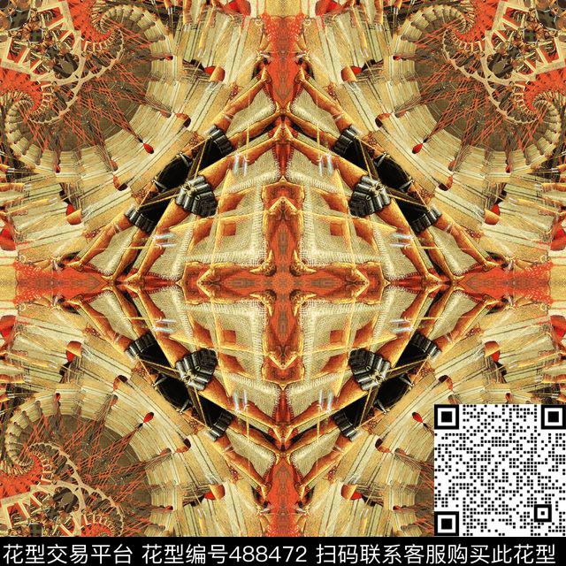 对称繁复渐变数码印花华亿平台下载（图片编号: 488472） - 瓦栏（Walan）