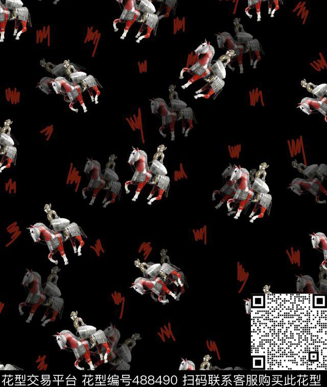 潮流抽象复古数码印花华亿平台下载（图片编号: 488490） - 瓦栏（Walan）