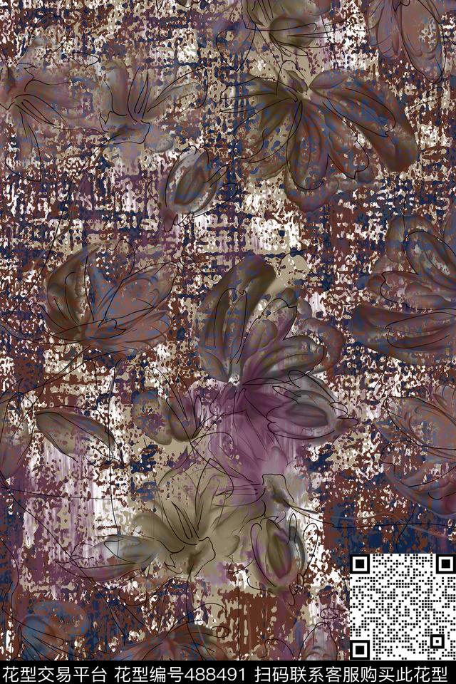 大牌花卉肌理数码印花华亿平台下载（图片编号: 488491） - 瓦栏（Walan）